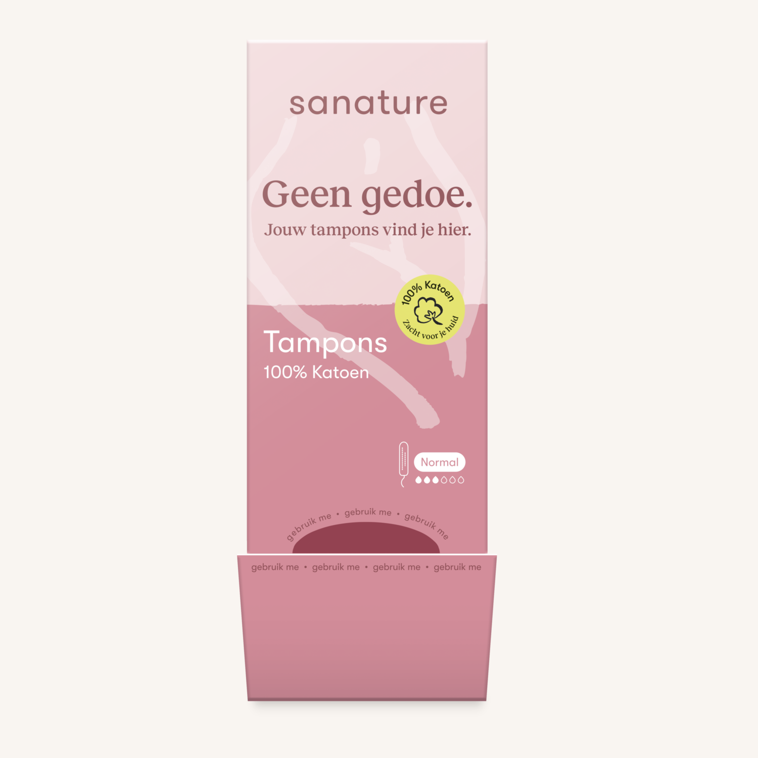 tampons van 100% katoen in een dispenser